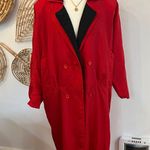 Vintage Silkworm's Red Black Contrast Double Breasted Duster Trench Avant 2XL Size XXL Photo 3