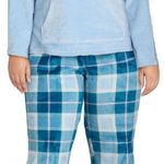 Joyspun Womens Pajama Set Size 2X Blue Cloud Crew Neck Plush 2 Photo 0