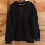 VINTAGE BLACK QUARTER ZIP DRAWSTRING HOODIE SWEATSHIRT PULLOVER Size XL Photo 0