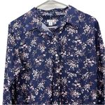 LL Bean Navy Blue Floral Wrinkle Free Pinpoint Oxford Long Sleeve Shirt Size XL Photo 3