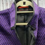 Nina Mclemore Silk Purple Black Chevron Zigzag 3/4 Length Car Coat Blazer Jacket Size 12 Photo 1