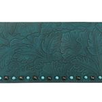 Anna Sui Ann Sui X INC Western Tooled Leather Clutch Teal Turquoise Studded Photo 0