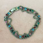 Vintage gold plated rhinestone tennis bracelet Photo 1