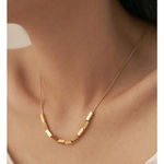 Boutique Trendy‎ Beaded Snake Chain Necklace | Yellow Gold Filled Photo 12