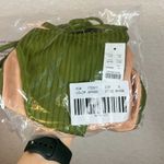 J. Crew Bikini Women Small Wide Rib Curved Waist Cheeky String Bottom with Rings Green Photo 9