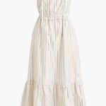 J.Crew  Shimmer Tie Front Midi Dress Size 12 Stripe Metallic Tiered Cotton Photo 0