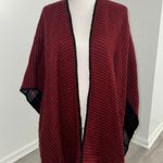 Woolrich Blanket Shawl Poncho Cape Wrap Reversible Fleece Plaid Red and Black Grey Photo 2