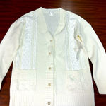 Venus  Size Medium Ivory Knit Sequin‎ Cardigan W/ Pearl Buttons NWT Photo 0
