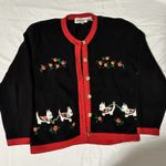 Vintage Bechamel Black Cardigan Holiday Sweater Womens M Scottie Dog Embroidered Size M Photo 1