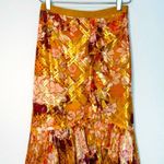 Tory Burch Opalina Metallic Thread Marigold Floral Print Silk Ruffle Skirt Sz 0 Photo 11