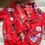 Lulus LULU’S Hearts Abloom Red Floral Print Ruffled Long Sleeve Bodysuit Photo 7