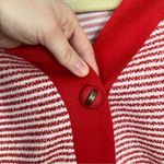 Vintage Womens L Red & White Striped Varsity Cardigan Preppy Nautical Coastal Size L Photo 4