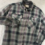 Free People ‎ We the Free Anneli Plaid Shirt Jacket S Purple Green  Oversized EUC Photo 0