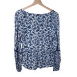 Lovestitch  Peasant Blue Floral Tie Neck Blouse S Long Sleeve boho Cottagecore Photo 1