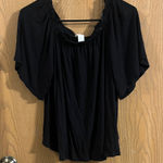 H&M Women’s Black Off The Shoulder Flare Sleeve Ruffle Trim Blouse Small Photo 0