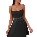 Kutumai Dress Women's Large Black Chiffon Sleeveless Backless Sexy Party Mini Photo 3