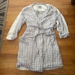 Anthropologie Grey Gingham Fleece Robe Size Medium Photo 0