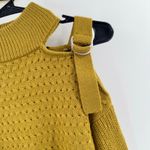 DKNY Sweater Size Extra Small Cold Shoulder Buckle Belt Chartreuse Knit Fall Photo 6