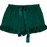 Lulus Pajama Shorts Green Ruffle Medium Lounge Sleepwear Soft Cozy Photo 0