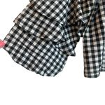 ZARA Womens Crop Top XS Black White Gingham Check Ruffle Sleeve Preppy Coastal Photo 5