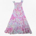 Pink White Tie Dye Smocked Off the Shoulder Area Stars Kaia Dress Size Medium Photo 0