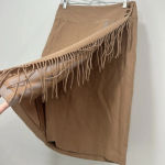 J. McLaughlin Womens Ines Skirt 6 Wool Tan Pencil Wrap Fringe Lined Knee Modest Photo 5