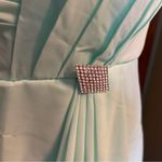 NWOT mint green sleeveless formal dress with sheer jacket rhinestone brooch 14 Photo 5