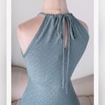 NEW Sage Green Halter Dress A Line Eyelet Crochet Midi Dress M Size M Photo 6