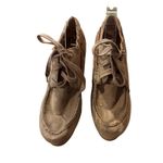 Nine West Vintage America Collection Suede Wedge Ankle Boots Taupe Lace Up 9.5 Photo 2