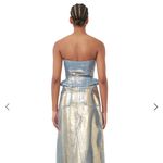 Ganni Blue Denim gold Coated Bustier Corset Photo 2