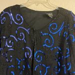 Vintage Formal Royal Feelings 1980s Sequin Jacket Black Silk Formal Blue Size 1X Photo 3