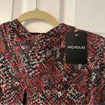NICHOLAS Eleanor Cross Neck Keyhole Gathered Printed Midi Dress SZ 10 NEW *FLAW‎ Red Photo 3