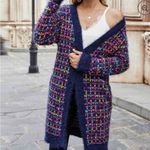 VICI  Women Fuzzy Longline Cardigan Sweater Size Small Multicolor Open Front Cute Photo 1