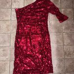 Large Boutique One Shoulder Red Sequin Dress. NWT Photo 0