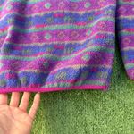 Vintage 90s LL Bean Purple Printed Fleece Zip Up Sweater, Size Medium Pink Photo 6