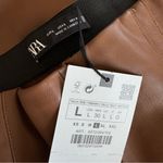 ZARA NWT  CAMEL FAUX LEATHER LEGGING PANTS Size L Photo 6