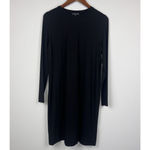 Eileen Fisher Black Long Sleeve M Tunic Top T-Shirt dress Minimalist Stretch Photo 2