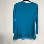 LOGO By Lori Goldstein Logo Lori Goldstein Teal Blue Lace Trim Long Sleeve Top Womens S Scoop Neck Photo 5
