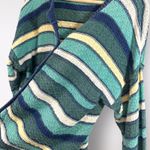 Vtg 90s PASTA Women’s Cardigan Sweater Striped Blue Ramie Slouchy Cozy Preppy Blue Size M Photo 2