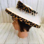 Vintage Women’s Cheetah Feather Hat Black Photo 2