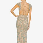 Mac Duggal Dress Beaded Cut Out Lace Up Back Sequin Gown Size 8 NWT Photo 16