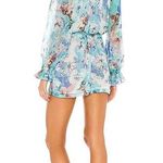 Hemant and Nandita NWOT x Revolve Teien In blue Romper colorful coquette coastal chiffon watercolor floral Print Long Sleeve Shorts Photo 5