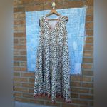 Pink chicken metallic tassel rose prints dress size large Photo 1