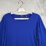 Dennis Basso Dennis by Blouse Medium Cobalt Blue Lace Trim Balloon Sleeve Chic Photo 3