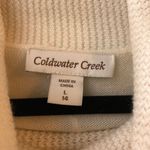 Coldwater Creek Womens Cream Cowl Neck Sweater L Merino Wool Blend Ribbed Hem Photo 2