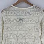 Anthropologie Lilka Ivory Lace Stretch 3/4 Sleeve Swing Top Lightweight Sheer Photo 9