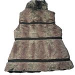Dress Barn Women’s M Faux Fur Reversible Puffer Vest Brown Black Trendy Mob Wife Photo 4