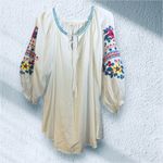 Solitaire  Embroidered floral  Boho peasant Blouse Size Large Photo 1
