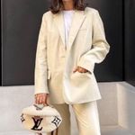 ZARA  FAUX LEATHER MENSWEAR STYLE BLAZER Beige Size XS NEW Photo 10