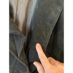 Live a Little  Vintage Button Ruffle Collar Leather Coat Jacket Black Women's L Photo 6